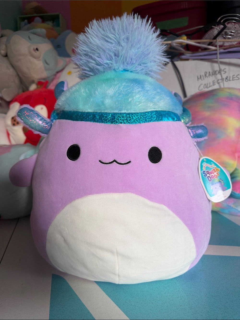 Squishmallows Purple Plush Axolotl Monica 14” Squish Doos - NWT